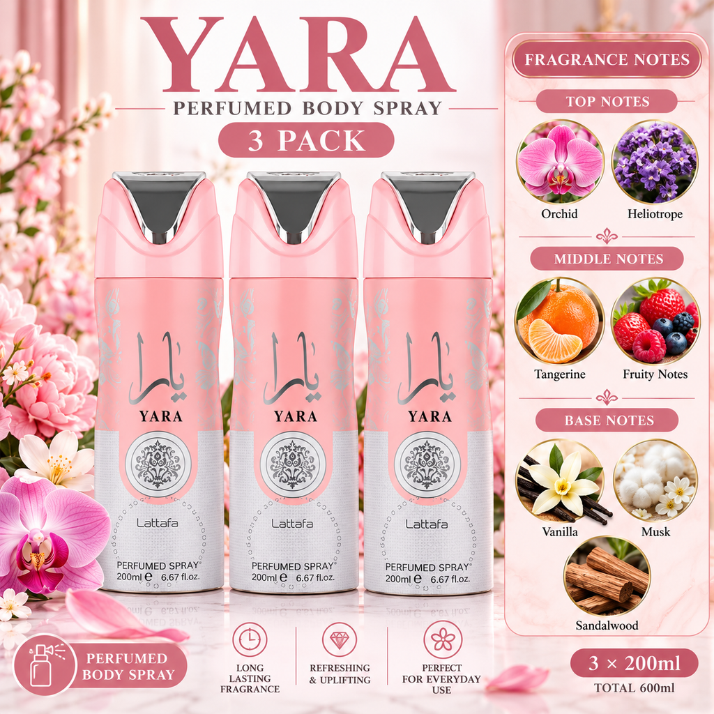 🌸 Lattafa Yara Body Spray – 3 Pack 🌸