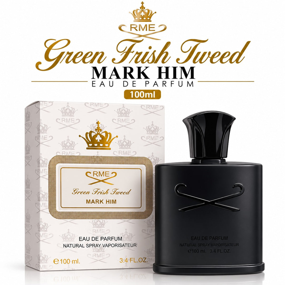 RME Green Frish Tweed Mark Him Eau De Parfum 100ml – Fresh Woody Fragrance for Men