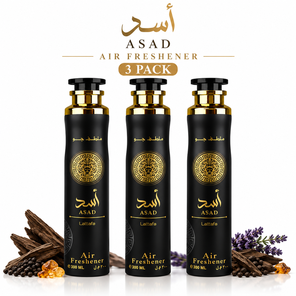 Lattafa Asad Air Freshener 3 Pack 300ml Each – Spicy, Woody & Warm Home Fragrance