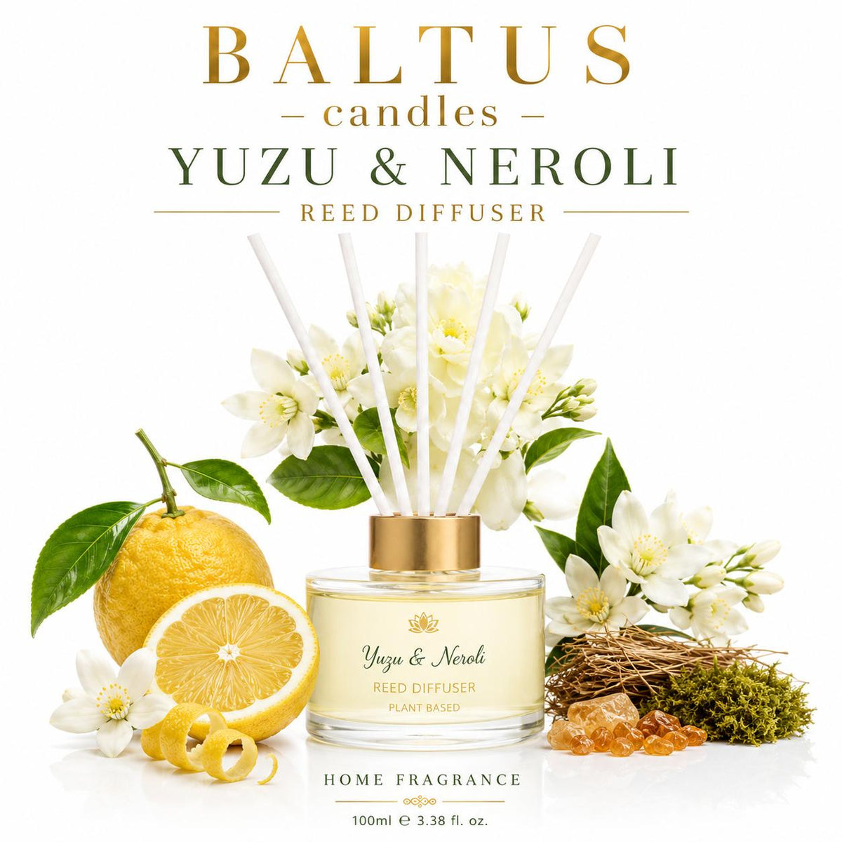 Baltus Yuzu & Neroli Reed Diffuser 100ml – Fresh Citrus Floral Home Fragrance
